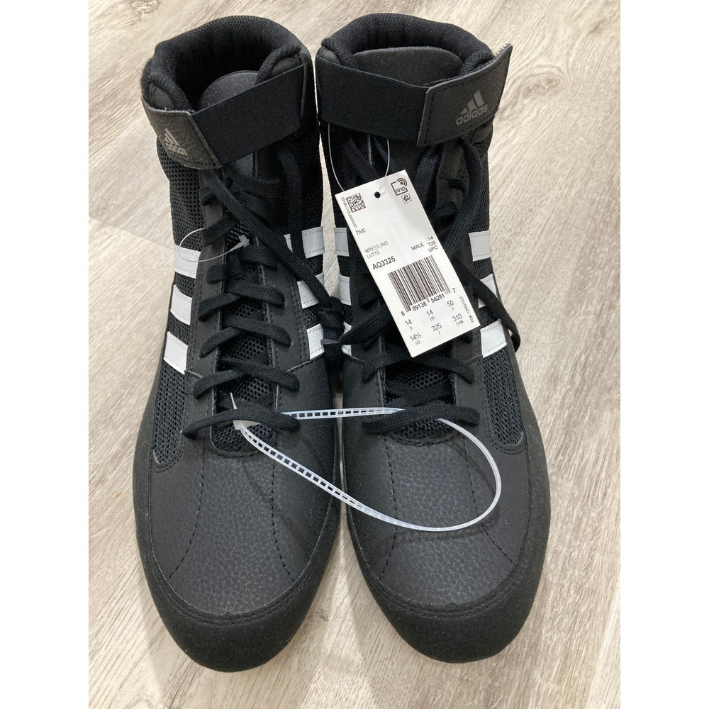 New Adidas Mens size 14.5 Black HVC 2‎ Wrestling Shoes AQ3325 High Top
